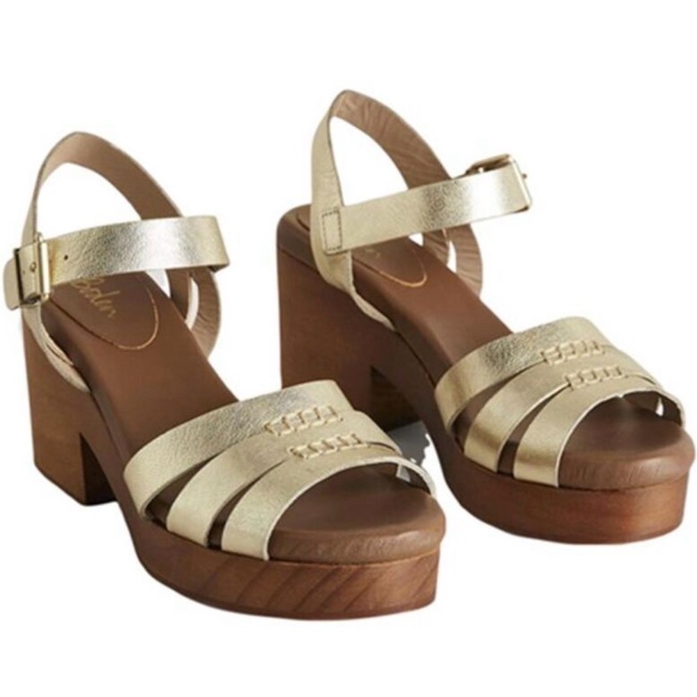 Gold Platform Block Heel Sandals for Women